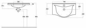 Nadgradni lavabo SANOVIT ALBATROS 80cm - dimenzije  » Kliknite za uvecanje ->